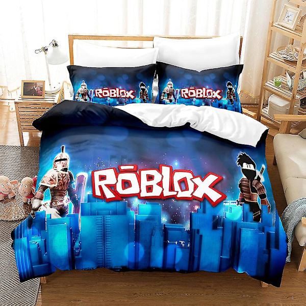 Dt340 Roblox Spill 3D-trykt Dyne Dekk Putetrekk 2/3-dels Sengtøysett Barn Gave Quilt cover 90*190 1x pillowcase