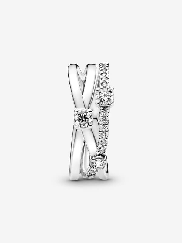 Pandora - Sparkling Triple Band Ring - Sterling Silver Circumference: 50mm