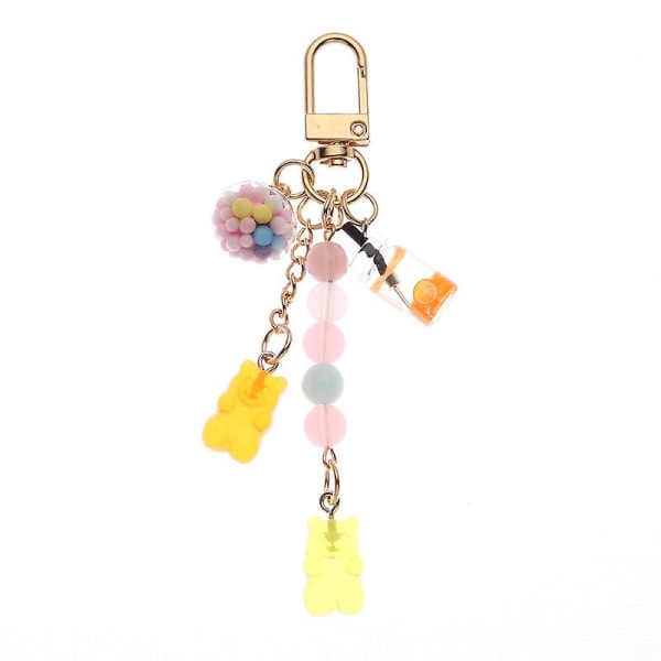 Wabjtam Søt Resin Gummy Bear Nøkkelring Candy Color Animal Bear Charms Nøkkelringer Bilnøkler Veske