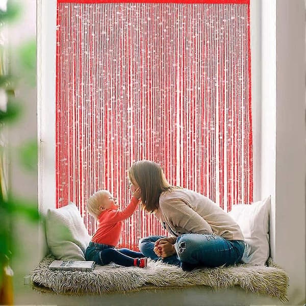Dew Drop Guld Trådgardin Panel - 100x 200 cm - Vattenfallseffekt - Glittertråd Avdelare - Heminredningsaccessoar