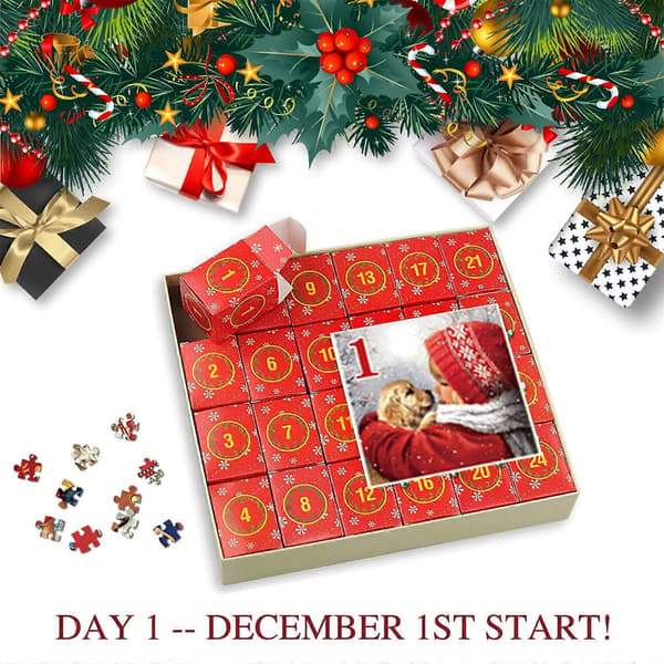 Jul Adventskalender Pussel 24-Grid Nedräkningspresentförpackning