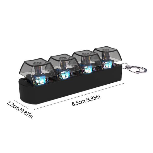 LED Lysende Tastatur Klik Legetøj 4-Tasters Tastehætte Tester Til Angstlindring Og Sensorisk Stimulation I Holdbart Design Black keycap White b