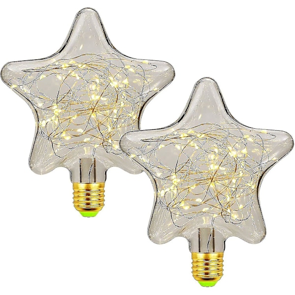 Led E27 Deko Creative Fairy Pære 1.5w Varm Hvid Edison Pære Dekorative Stjerne & Hjerte Belysning Til Jul, Fest, Bryllup