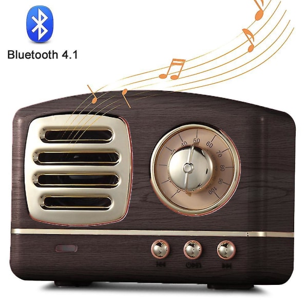 Bærbar Bluetooth Retro-høyttaler, trådløs Mini Vintage-høyttaler med Rich B