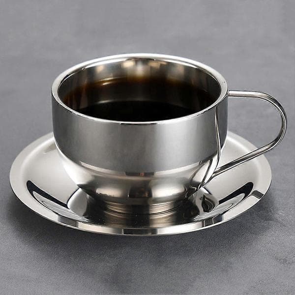 Kaffekrus i rustfrit stål sæt multifunktionelle varme kolde drikketumblere til udendørs campingture A Silver 3pcs 250ml