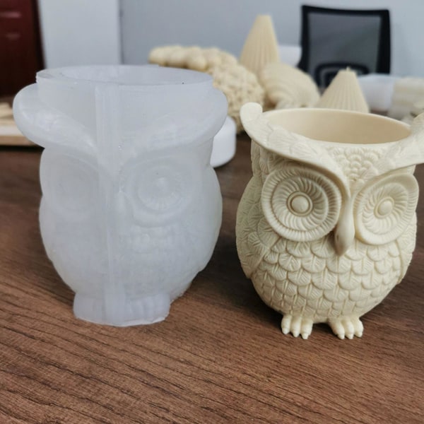 Diy Resinforme Egnet Til Slikkrukker Ugle Blomsterpot Form Lerforme A