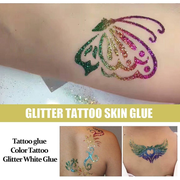 Glitter Tatuering Hud Glitter Ansikte Kropp Hud Glitter Tatuering Ögon Makeup Målad Tatuering Hud Glitter