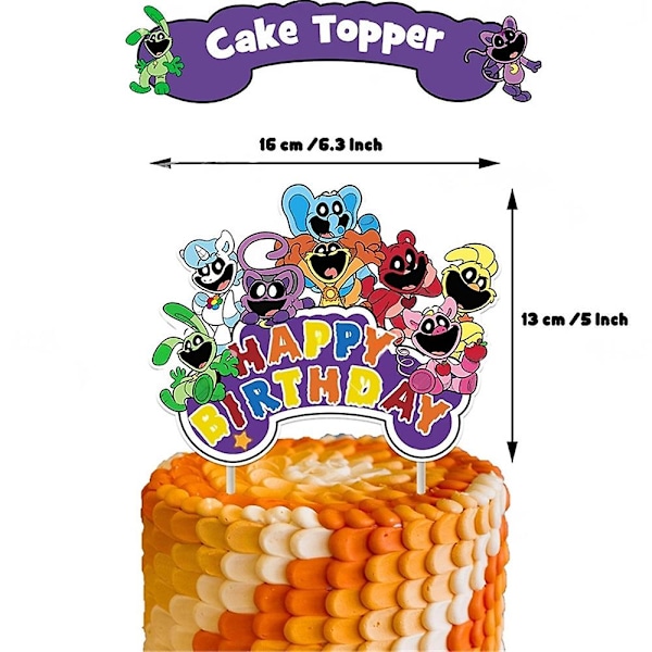 Smiling Critters Horror Game Børne- og Voksen Fødselsdagsfest Dekorationer Ballon Banner Kage Toppers Sæt Festartikler Kits