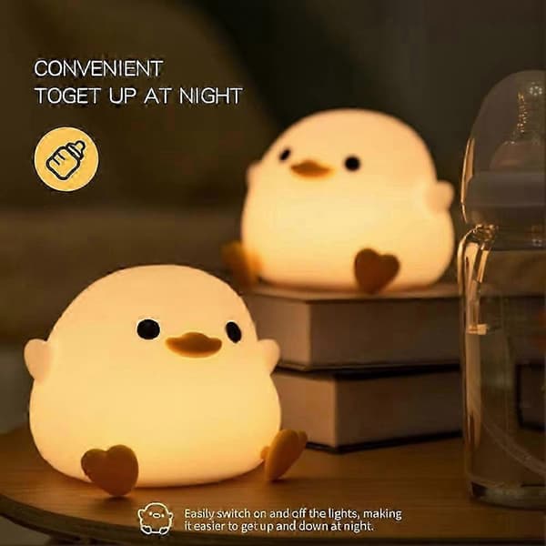 LED Andelys Nattlys – Søt Silikon Berøringssensorlampe for Barn, USB Oppladbar med Timer