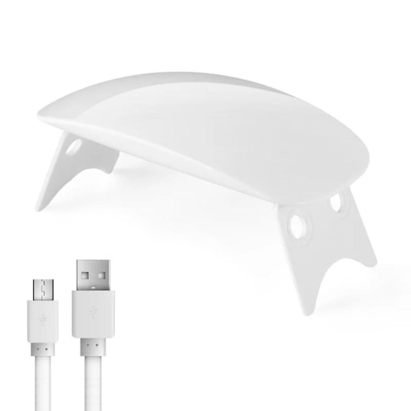 Mini LED UV Nagellampa Nageltork Bärbar hopfällbar USB 6 LED Nageltork för DIY Nail Art White