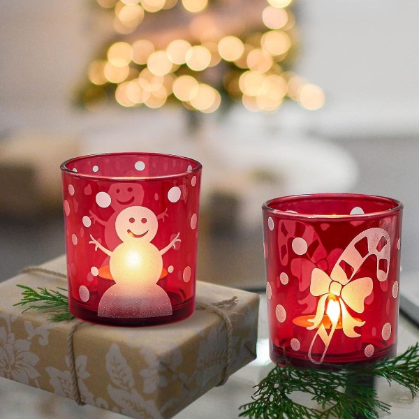 Julljusstakar Votive Ljusstakar Set med 3 - Glas värmeljus