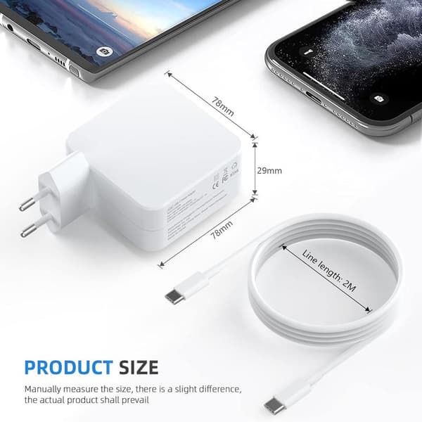 Laddare för MacBook 2016 2017 2018 2019 2020 Pro 61W USB-C Strömadapter 96W