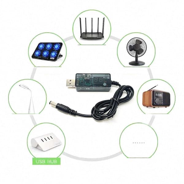 USB DC 5V till 12V/9V strömkabel med USB till DC-Jack adapterkabel och boost-strömkabel Justerbar 9 12V lin