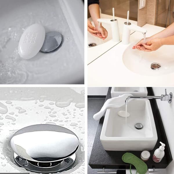 2 stk. avløpsstopper i messing, servantavløpsstopper, baderomsvaskstopper, 66 mm avløpsstopper, polert messingkrom, for badekar, vask, servant Grey