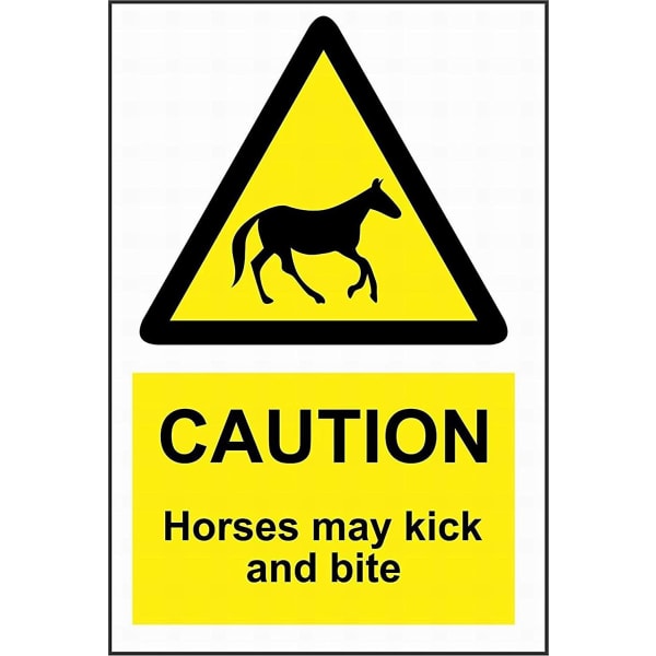 Forsiktig Hester kan sparke og bite skilt Metallskilt i tinn 12x16 sikkerhetsskilt