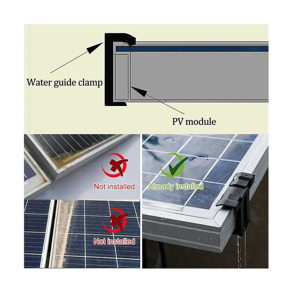 16 kpl 35 mm aurinkopaneelin vedenpoistokiinnikkeet, pv-moduulit kiinnikkeet Drin Photovoltaic Panel Water Drain Cl