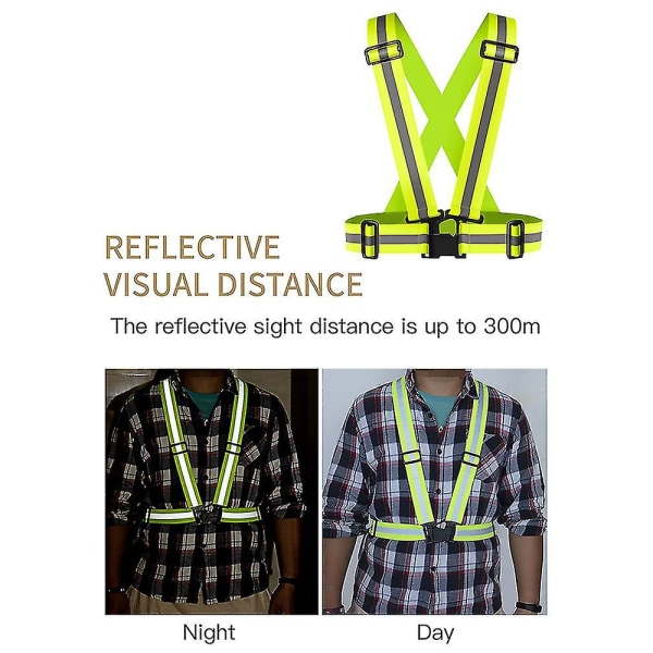 Reflekterande väst för löpning och cykling med justerbar visirrem och hög synlighetssäkerhet, grön färg