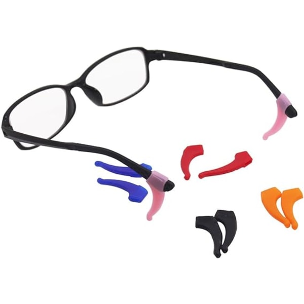 6-pakke antiskli silikonbrillestropper med 6 par ørekroker, myk brilleholder