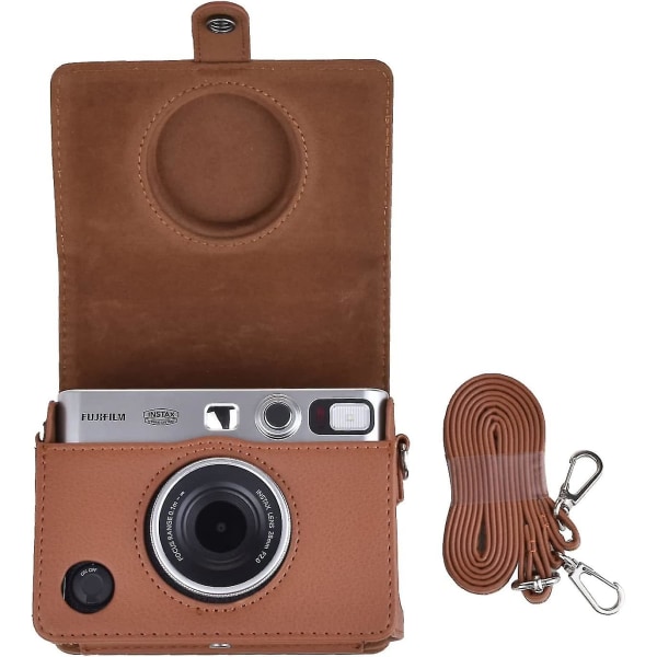 Mini Evo case Kompatibel kompatibel Fuji Instax Mini Evo Instant Camera med justerbar axelrem i brun litchi-struktur Horisontell stil