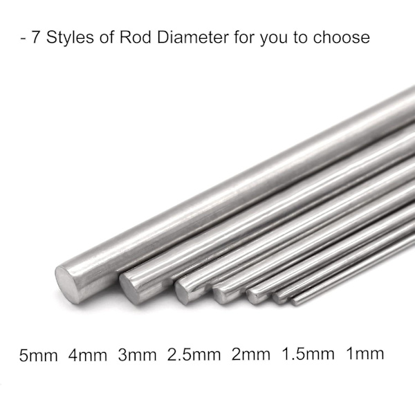 1,5 mm x 200 mm 304 ruostumattomasta teräksestä valmistettu pyöreä tanko - 10 kpl pienoismalliautojen DIY-töihin