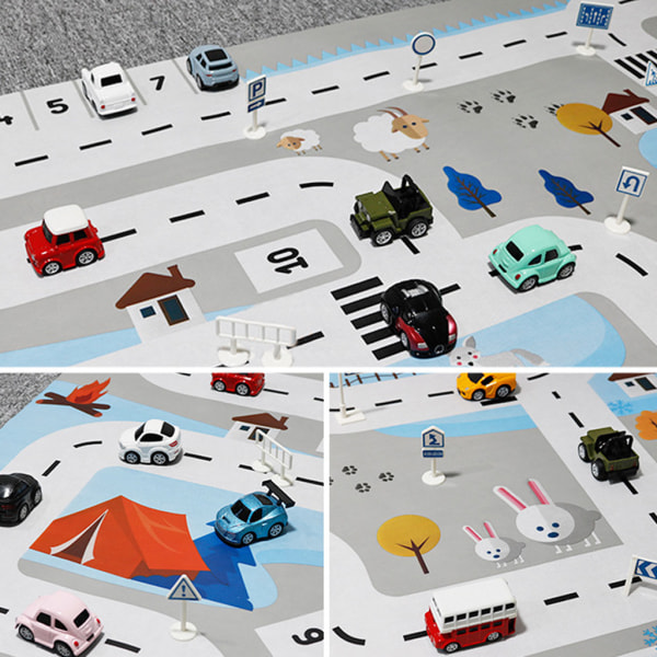 Barnelekematte Byveibygninger Parkering Kart Spill Scenekart Pedagogiske leker