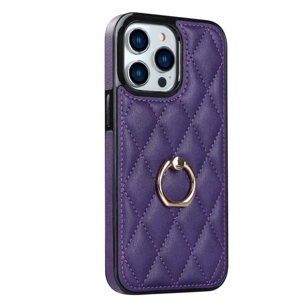 Etui til iPhone 13PRO lilla ins ring diamantbeslag læder anti-fald