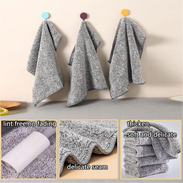 10 kpl Keittiöpyyhkeitä, Mikrokuitu Puhdistusliina, Ultra Imuva Dish Cloth (25 * 25cm, Advanced Grey)