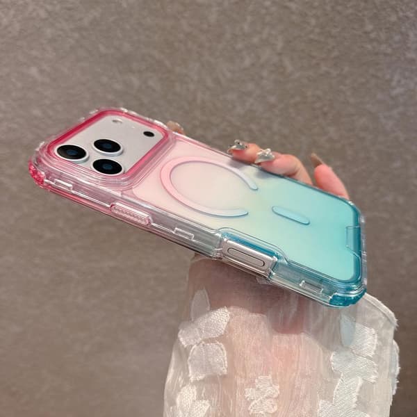 Compatible with iPhone 17 Pro Max 3-in-1 Mobile Case, Two-Tone Gradient & Transparent Magnetic Case Style 7