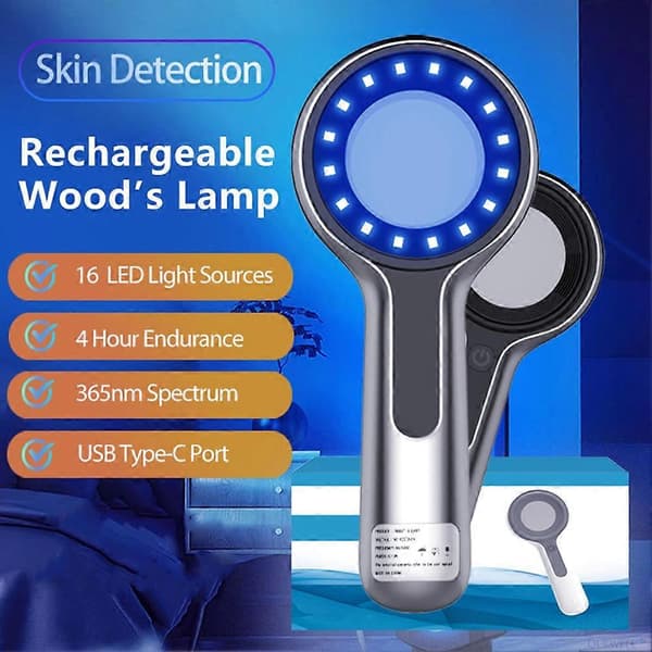 Woods lampe hudanalysator UV-forstørrelse for skjønnhetstesting Woods lampe lys for hudpleieanalyse Grå