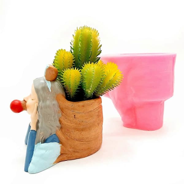 DIY Blås Bubblor Flicka Blomkruka Förvaringslåda Form för Suckulent Växtdekor B