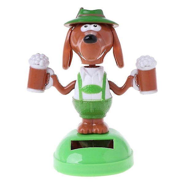 Solcells-driven dansande bobblehead-ölhund pedagogisk leksaksbil prydnad leksak barn