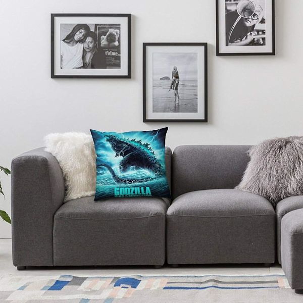 Godzilla King of The Monsters kuddkudde - Pop Art - Canvas örngott singel - Utan fyllningspad - 45x45cm (Endast överdrag) -s614