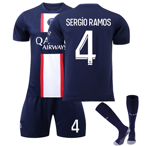 Paris Home 22-23 Uusi kausi nro 4 Sergio Ramos Jalkapallopaita Kids18(100-110cm)