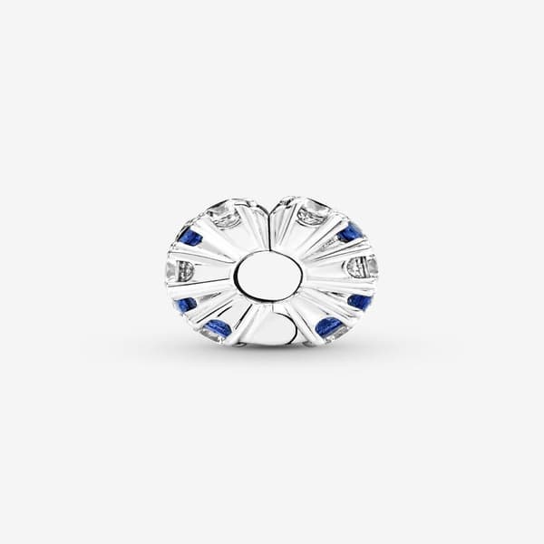 Pandora - Clear & Blue Sparkling Clip Charm - Sterling Silver