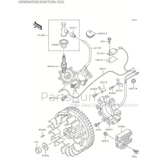 PARTSRUN ID#BM11 Enkelt Terminal Elektronisk Tændingsmodul Universal Tændrør #21119-2161#21119-2139 Kompatibel Kawasaki John Deere,ZF-IG-A00345-4