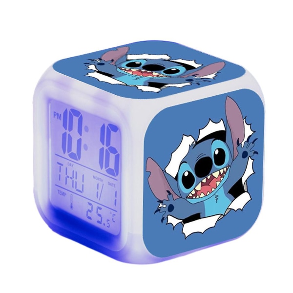 Lilo & Stitch digitaalinen herätyskello 7 väriä vaihtava yövalo vuodekello Kodinsisustus lasten lelulahjat B