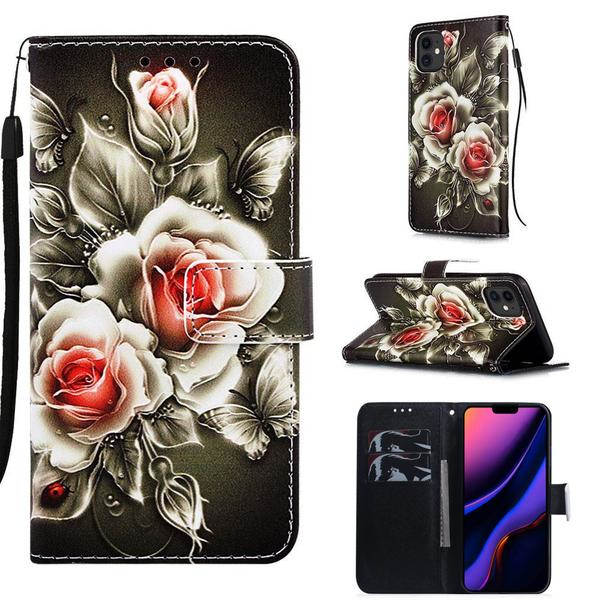 Lompakkokotelo Apple iPhone 11 - Ruusut