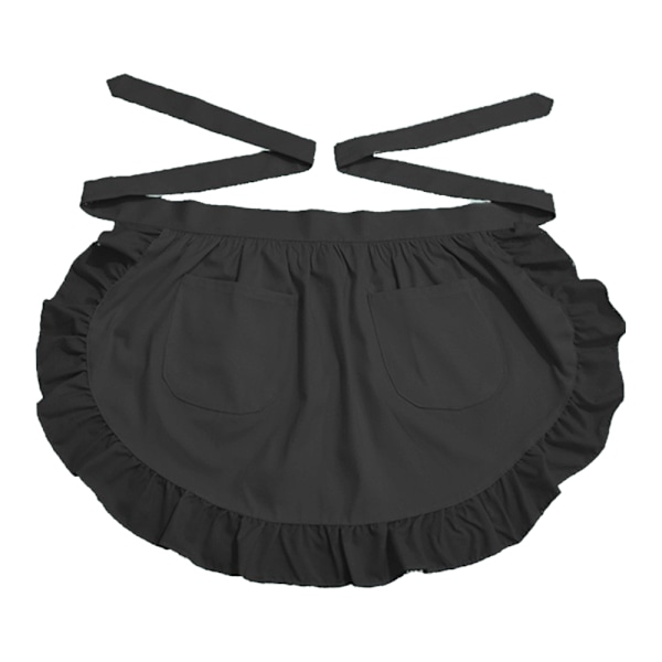 Esiliina Keittiö Ruokailu 100% Puuvilla Taskuilla Tytöille, Musta Black