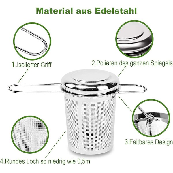 2-pack teinfuser, lös teinfuser, premium 304 rostfritt stål tefilter present