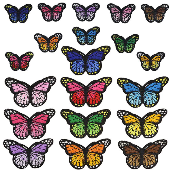 20 stk Butterfly Strykelapper Brodert Sy Stryke Dekal Plagg Dekal Multicolor