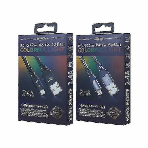 Remax Rc-152m 1m 2.4a USB til Micro USB Farverigt Åndbart Datakabel (sort)