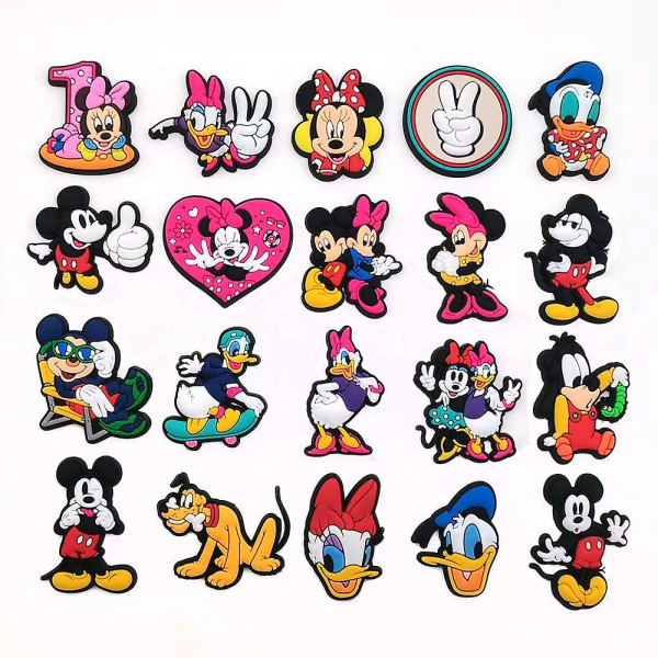 20 stk Mickey Minnie Donald Duck skosjarm, Croc Clog sko dekorasjon for barn gutter jenter