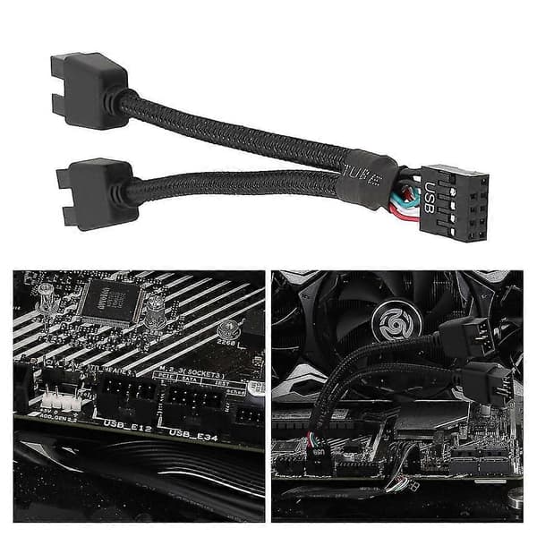 Bundkort USB 9-pin Interface Header Splitter 1 til 2 Forlængerkabel Adapter