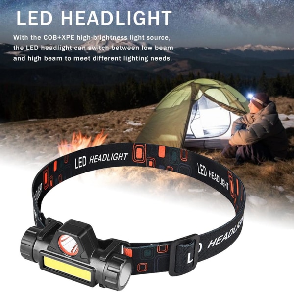 Headlamp with 2 different light patterns - Light and powerful black