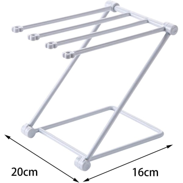 Grå kjøkkenbenk-arrangør - Sammenleggbar oppvaskstativ, praktisk holder for svampbørste, håndkleholder