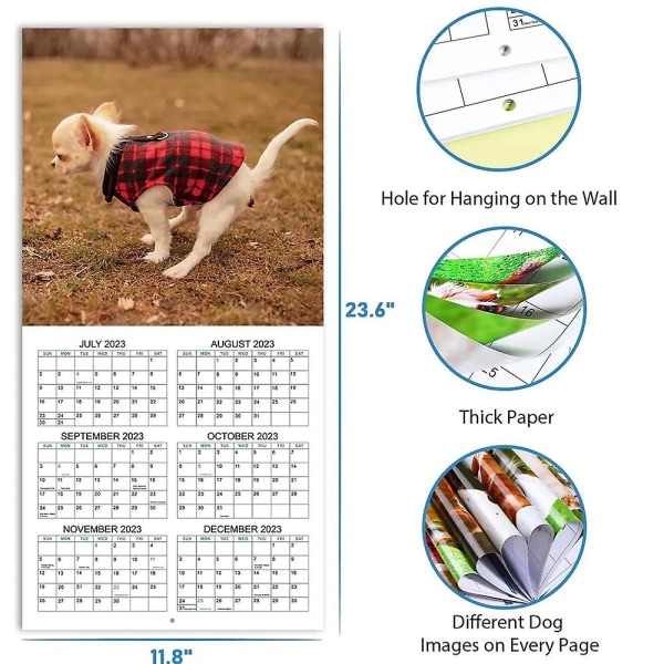 2024-kalender – 12 månedlige pooping-hunder-kalender 2024, januar 2024 – desember 2024, Funny Dog Wall Calendar Gag-gaver, perfekt hvit elefantgave