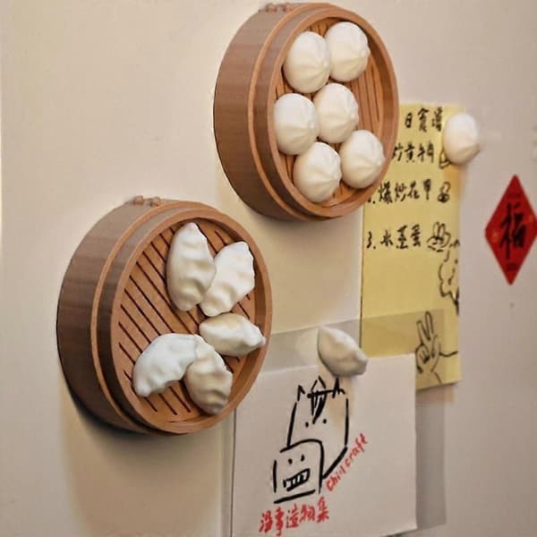 Dumpling Steamed Bun -jääkaappimagneetit korilla, keittiön jääkaapin sisustus 4