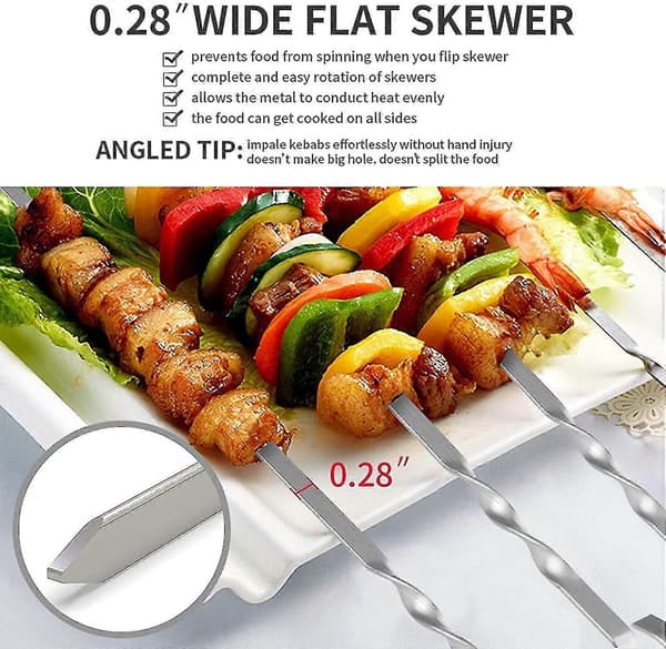 10 Grillspyd i Metall 36cm (14 Tommer)
