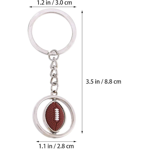 Wabjtam Pyörivä Jalkapallo Metalliavainperä Seosavainrengas Avaimenperäsarja Rugby Amerikkalainen Jalkapallo Juhlatarvikkeet (hopea) (1 kpl)
