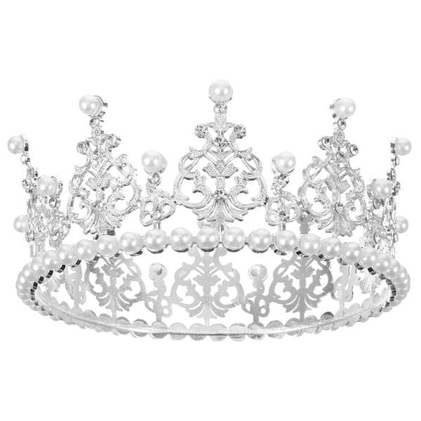 Stor barokk krone rund 1 stk sølv rhinestone perle dekorasjon til bryllup